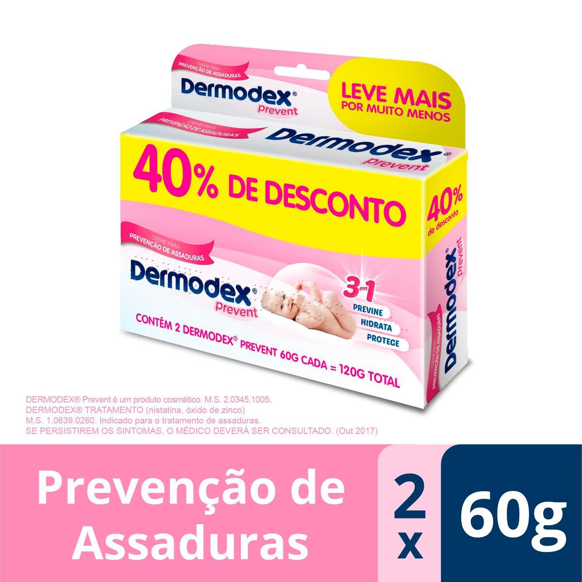 Kit Pomada para Prevenção de Assadura Dermodex Prevent com 2 unidades Menor preço em Kit Pomada para Prevenção de Assadura Dermodex Prevent com 2 unidades