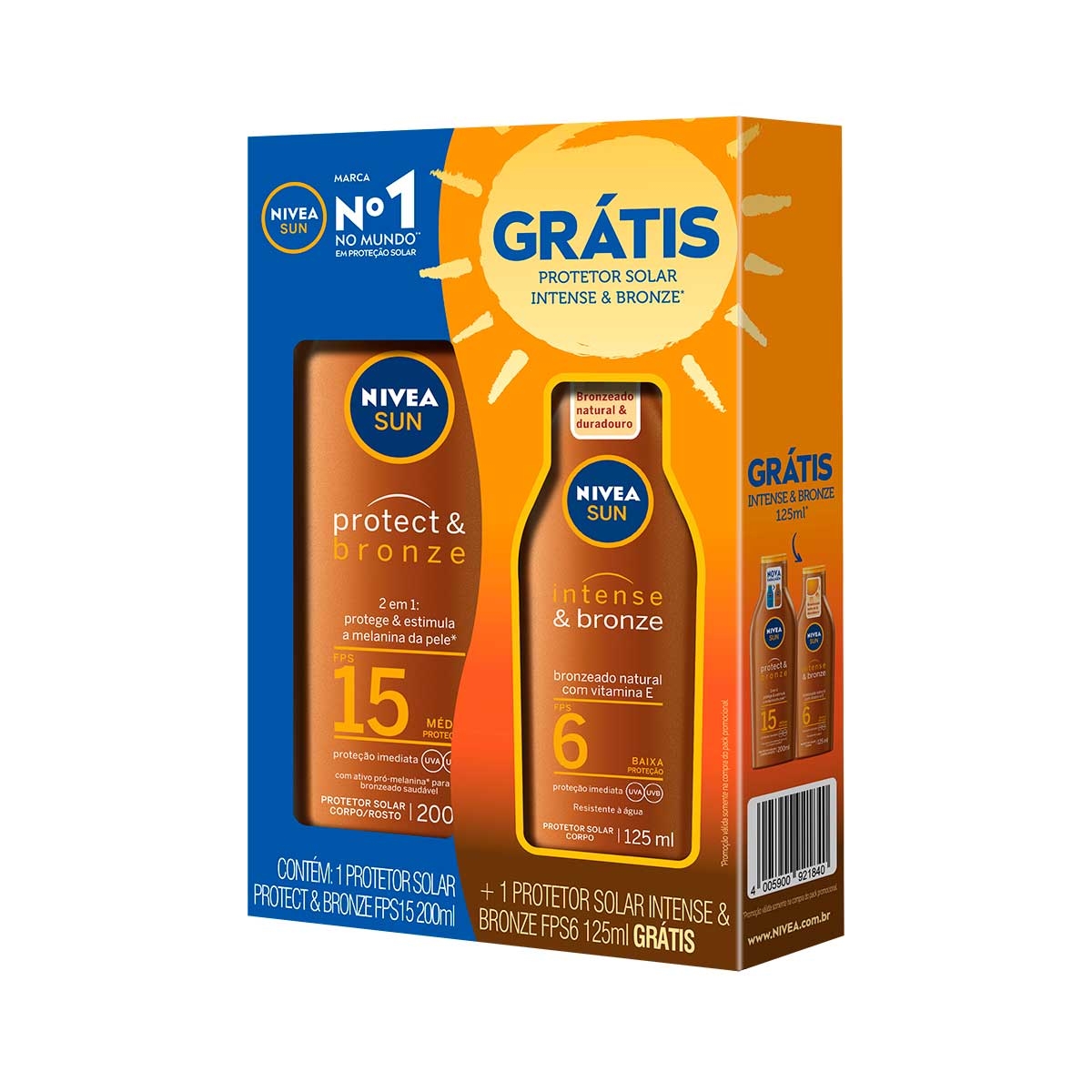 Kit Protetor Solar Nivea Sun Protect&Bronze FPS15 com 200ml + Loção Bronzeadora Intensive&Bronze com 125ml é ruim? Kit Protetor Solar Nivea Sun Protect&Bronze FPS15 com 200ml + Loção Bronzeadora Intensive&Bronze com 125ml é boa?