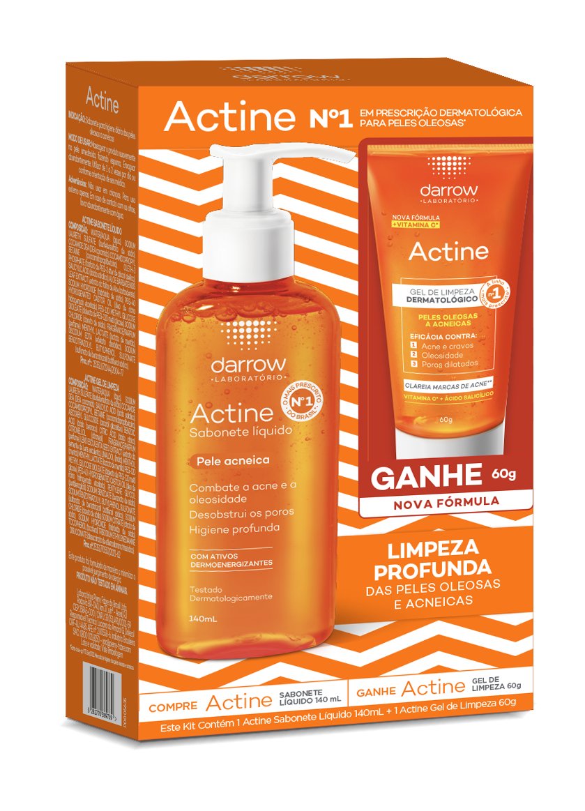Kit Sabonete Líquido Facial Actine Pele Oleosa 140ml + 60ml Grátis