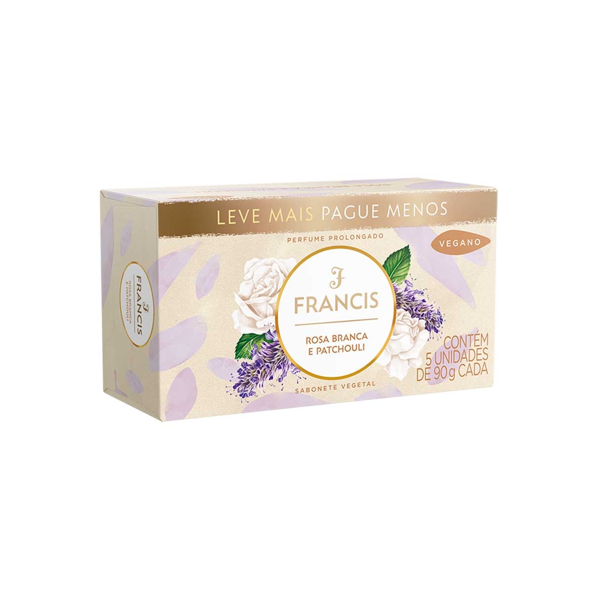 Kit Sabonete em Barra Francis Rosas Branca e Patchouli 5 unidades de 90g cada Menor preço em Kit Sabonete em Barra Francis Rosas Branca e Patchouli 5 unidades de 90g cada