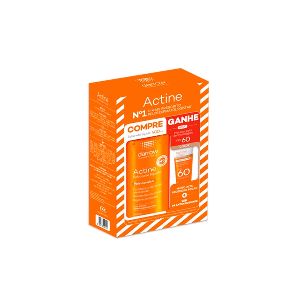 Kit Actine com 1 Sabonete Líquido para Pele Acneica de 400ml + 1 Protetor Solar Com Cor FPS 60 de 20g Menor preço em Kit Actine com 1 Sabonete Líquido para Pele Acneica de 400ml + 1 Protetor Solar Com Cor FPS 60 de 20g