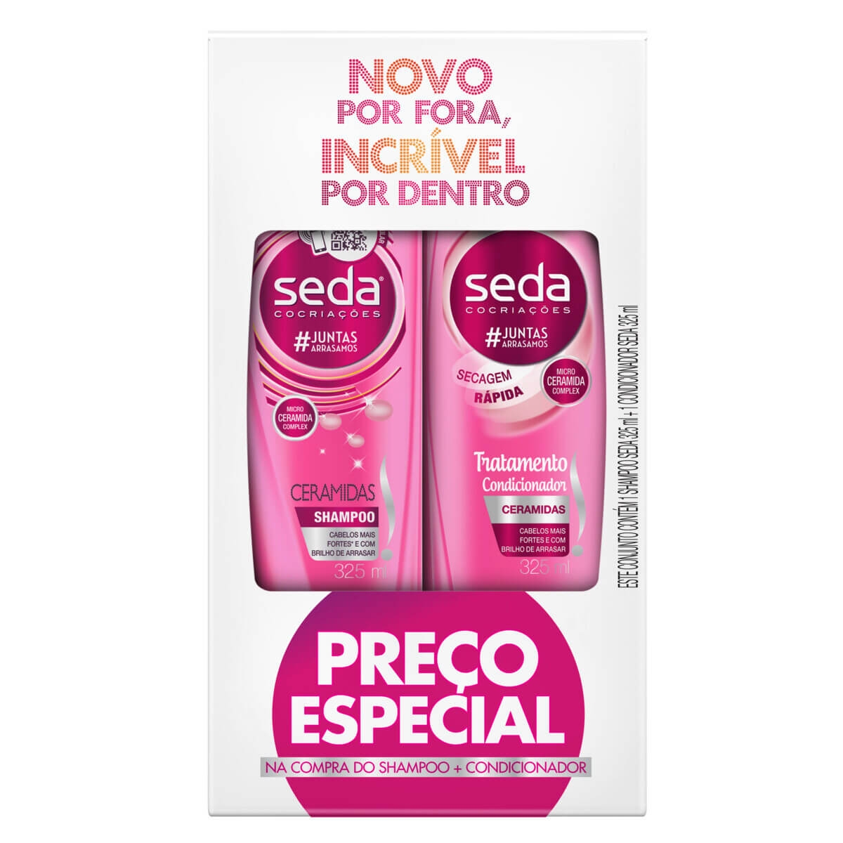 Kit Seda Ceramidas Shampoo + Condicionador com 325ml cada Menor preço em Kit Seda Ceramidas Shampoo + Condicionador com 325ml cada