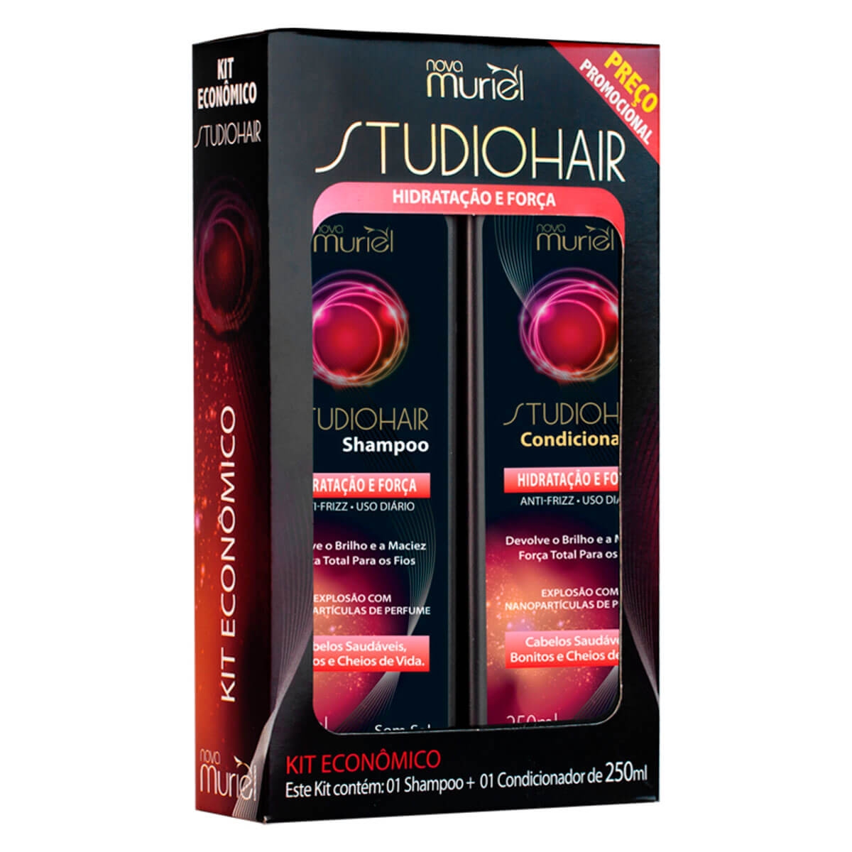 Kit Shampoo + Condicionador Muriel Studio Hidratação e Força 250ml cada Menor preço em Kit Shampoo + Condicionador Muriel Studio Hidratação e Força 250ml cada