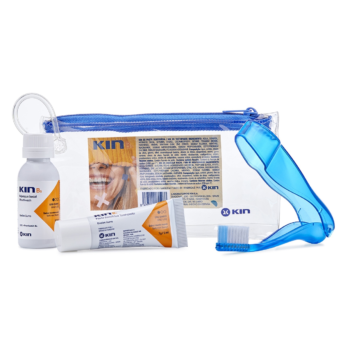 Kit Viagem Kin B5 Escova de Dente + Enxaguante + Pasta de Dente ...