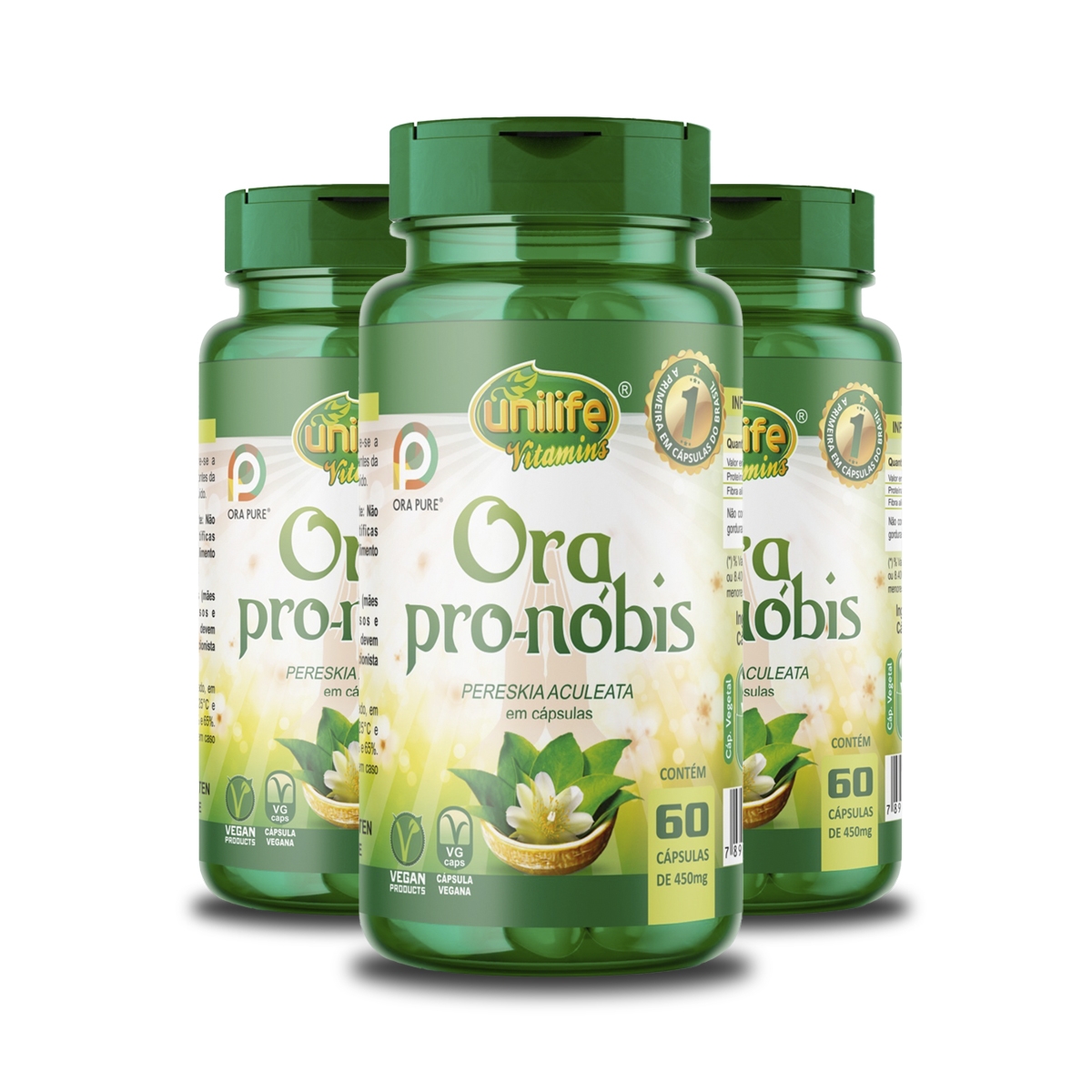 KIT 3 ORA PRO-NóBIS PERESKIA ACULEATA UNILIFE 60 CáPSULAS