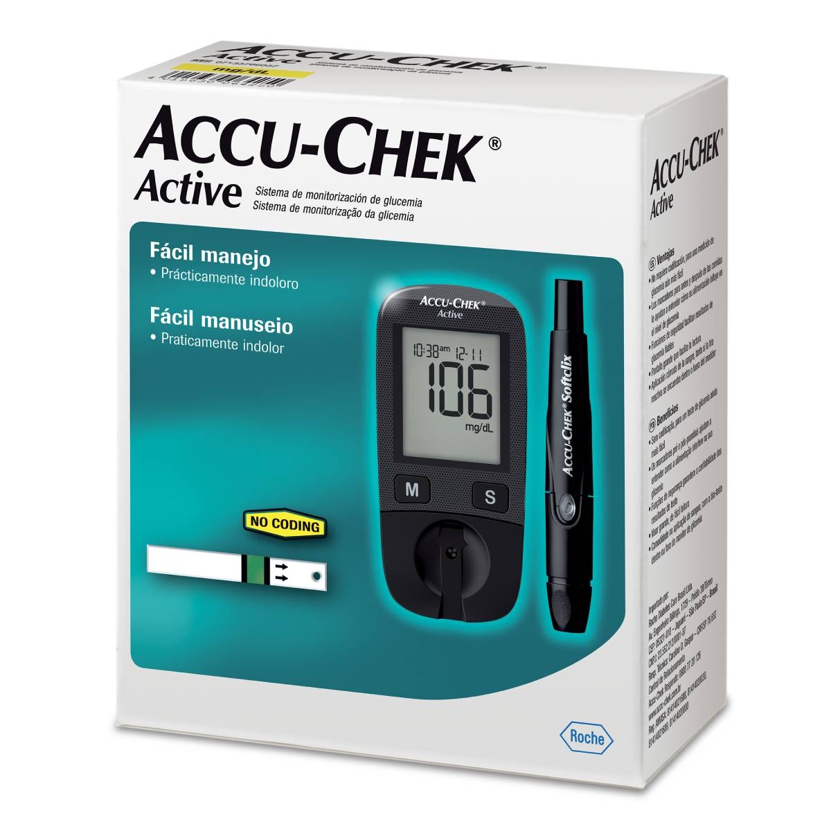 Kit Monitor Accu-Chek Active Controle de Glicemia Roche 1 Unidade