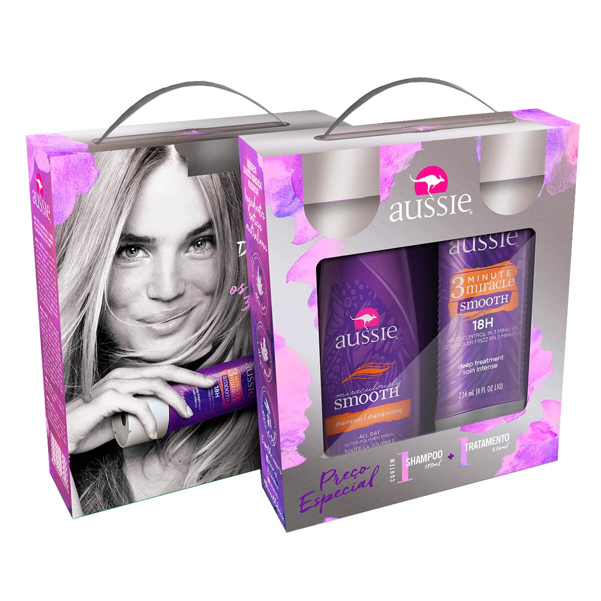 Kit Shampoo Aussie Smooth 180ml + Creme de Tratamento Aussie 3 Minute Miracle Smooth 236ml Menor preço em Kit Shampoo Aussie Smooth 180ml + Creme de Tratamento Aussie 3 Minute Miracle Smooth 236ml
