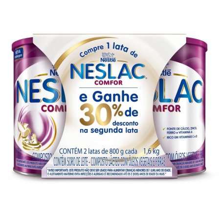 Composto Lácteo Neslac Comfor Nestlé 3 a 5 anos Kit 2 unidades com 800g cada
