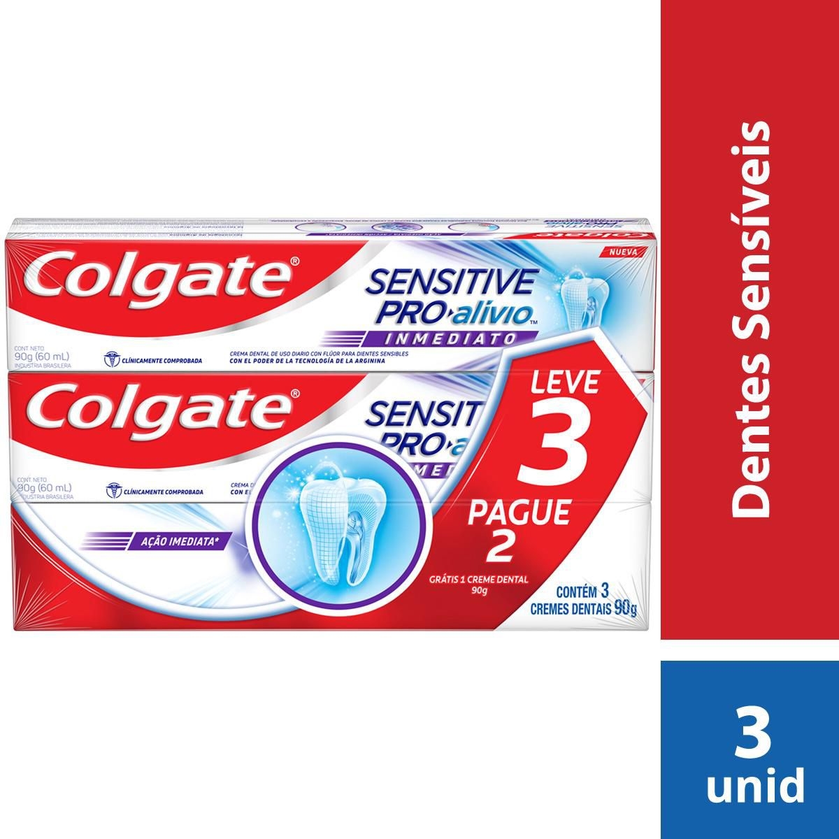 Kit Pasta de Dente Colgate Sensitive Pro-Alívio Imediato com 3 unidades de 90g cada Menor preço em Kit Pasta de Dente Colgate Sensitive Pro-Alívio Imediato com 3 unidades de 90g cada