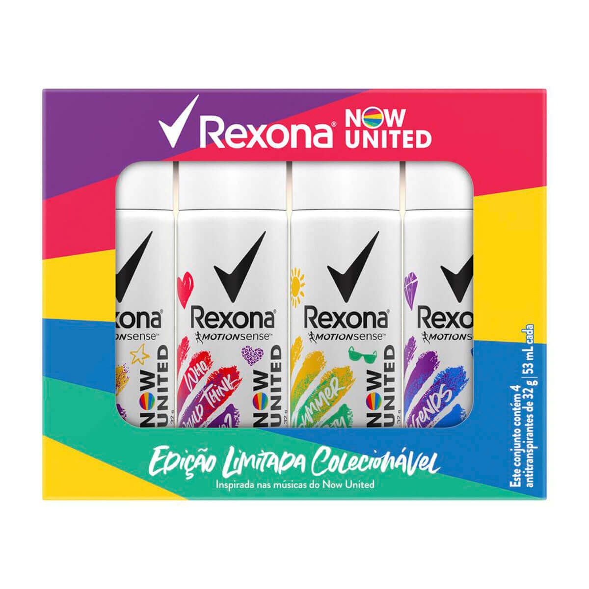 Kit Desodorante Aerosol Rexona Now United Summer 4 Unidades 53ml Cada Droga Raia