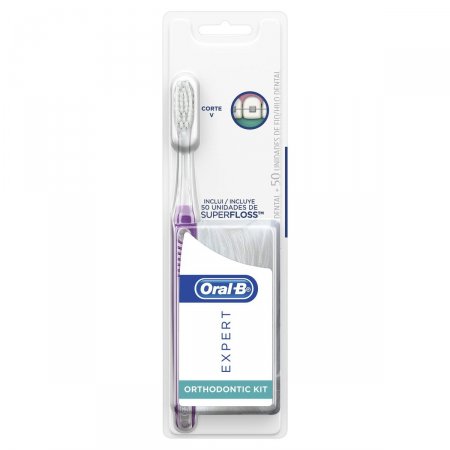 Kit Escova Dental Oral-B Expert Ortodôntica + Fio Dental Oral-B Superfloss com 50 unidades