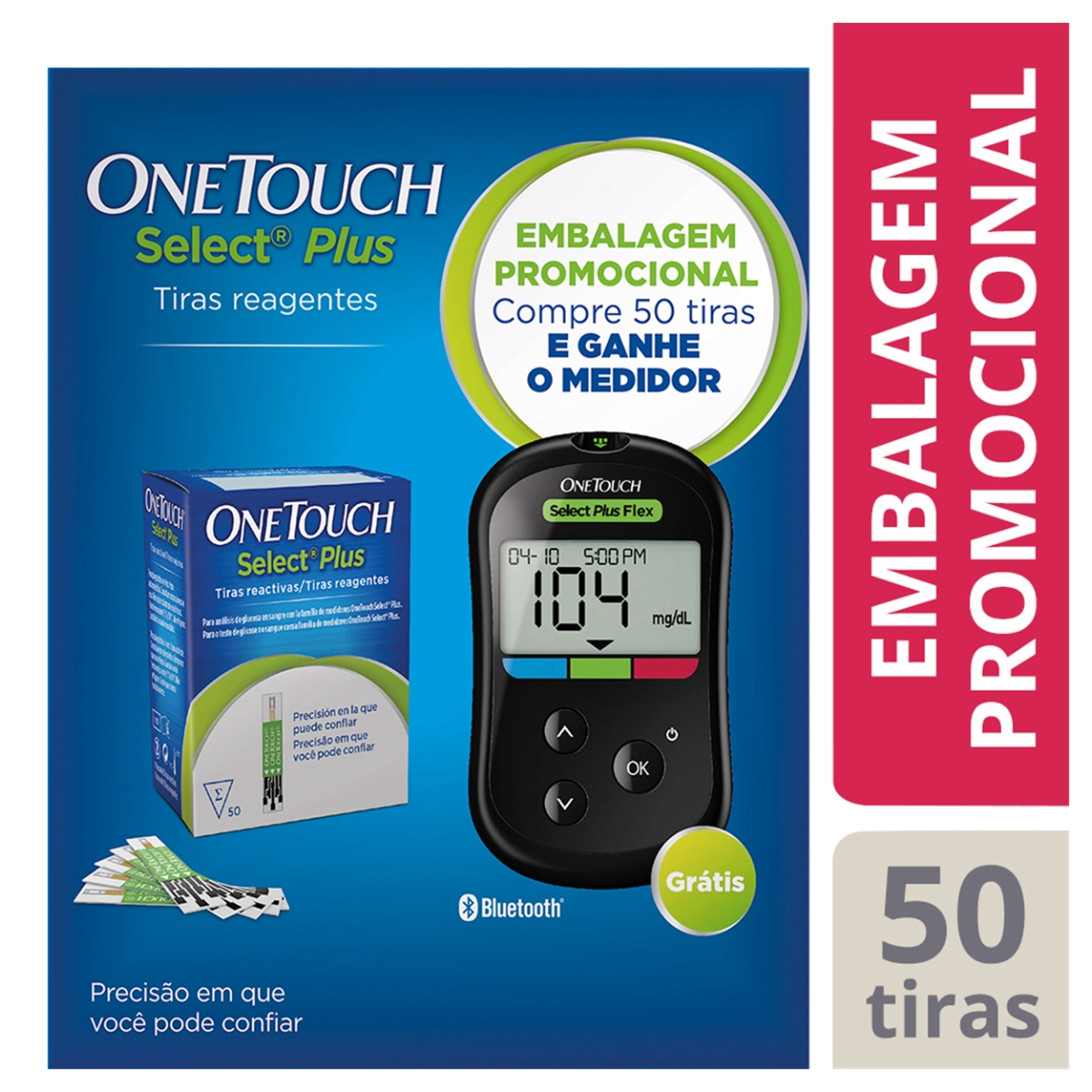 Kit Promocional Onetouch Select Plus Flex Compre 50 Tiras E Ganhe O Medidor Droga Raia