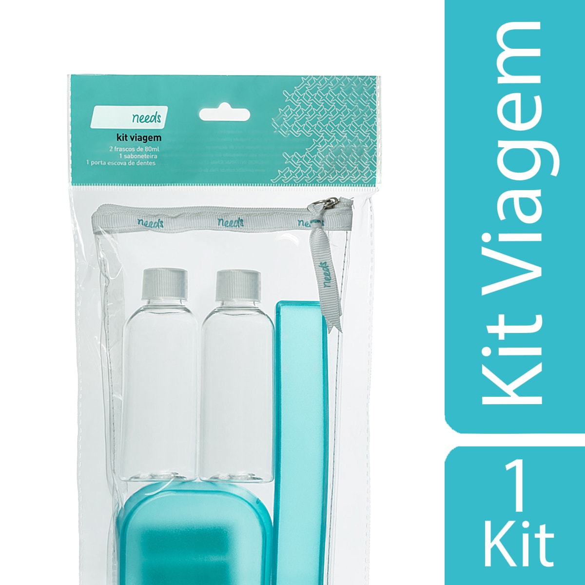 Kit de Viagem Needs com 1 Saboneteira + 2 Frascos de 80ml + 1 Porta Escova de Dentes Menor preço em Kit de Viagem Needs com 1 Saboneteira + 2 Frascos de 80ml + 1 Porta Escova de Dentes