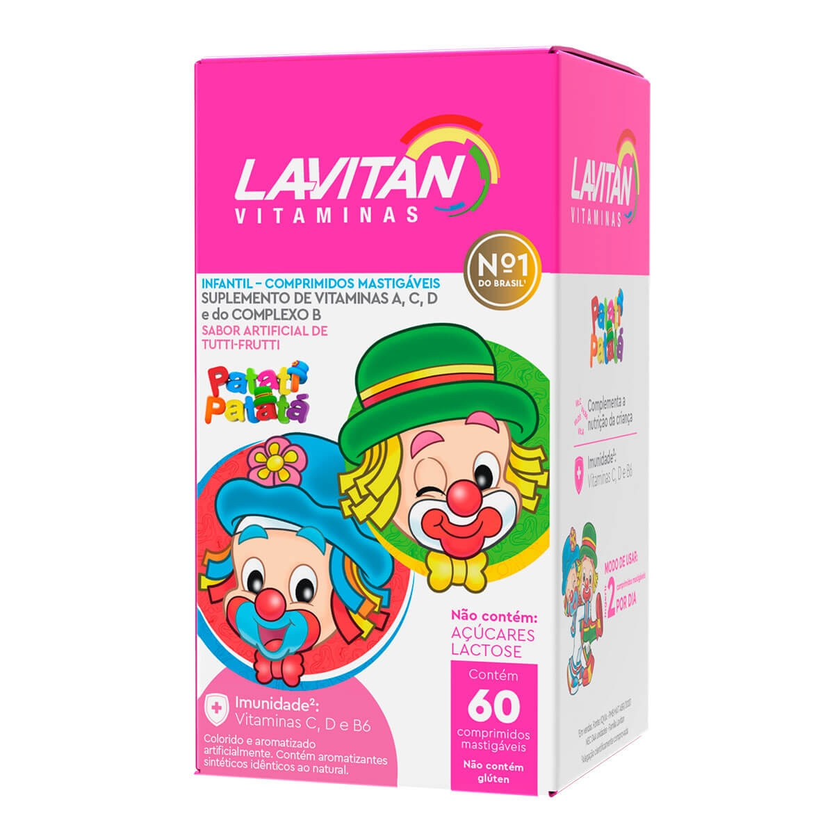 Suplemento Vitamínico Infantil Lavitan Kids Sabor Tutti-Frutti com 60 comprimidos