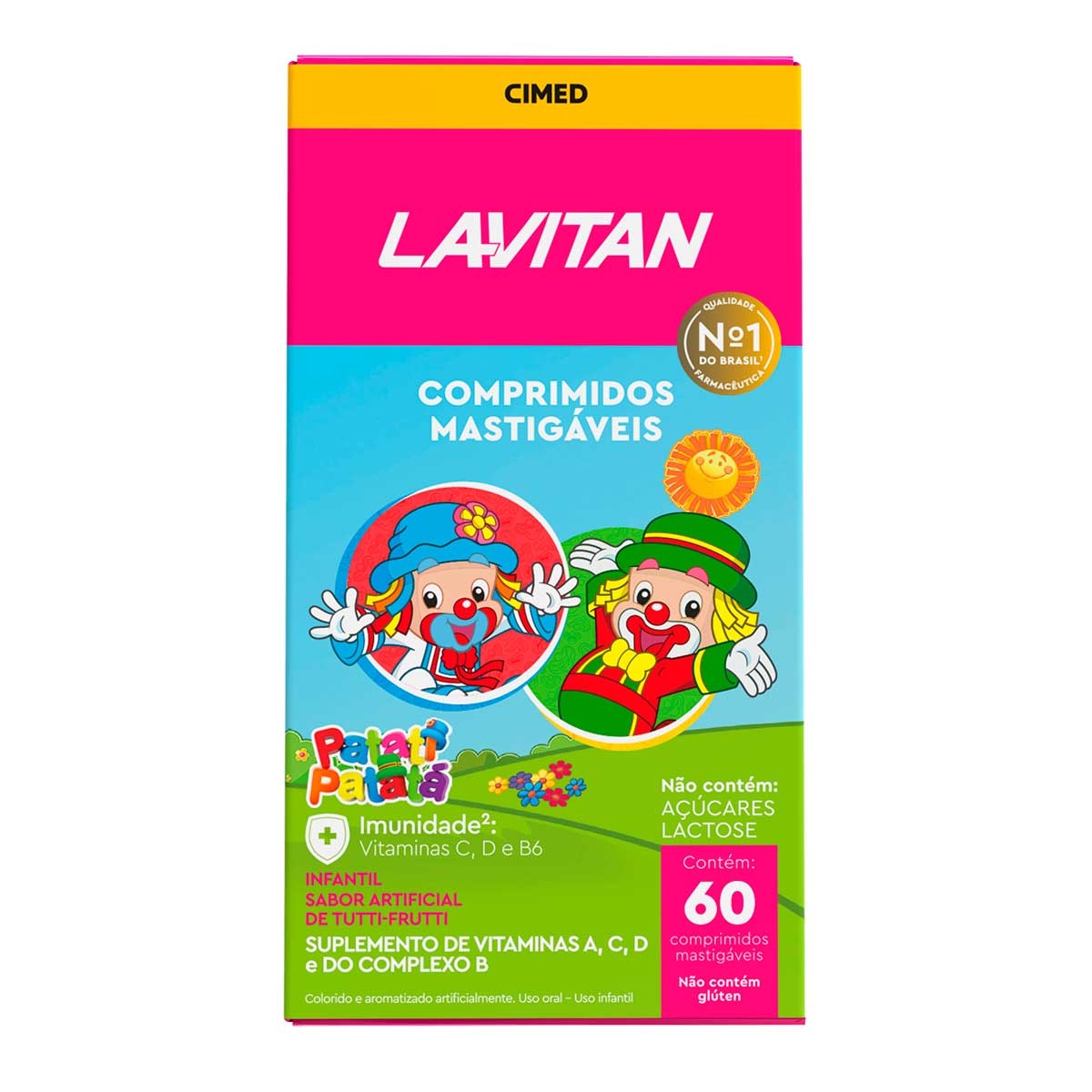 Suplemento Vitamínico Infantil Lavitan Kids Sabor Tutti-Frutti com 60 comprimidos