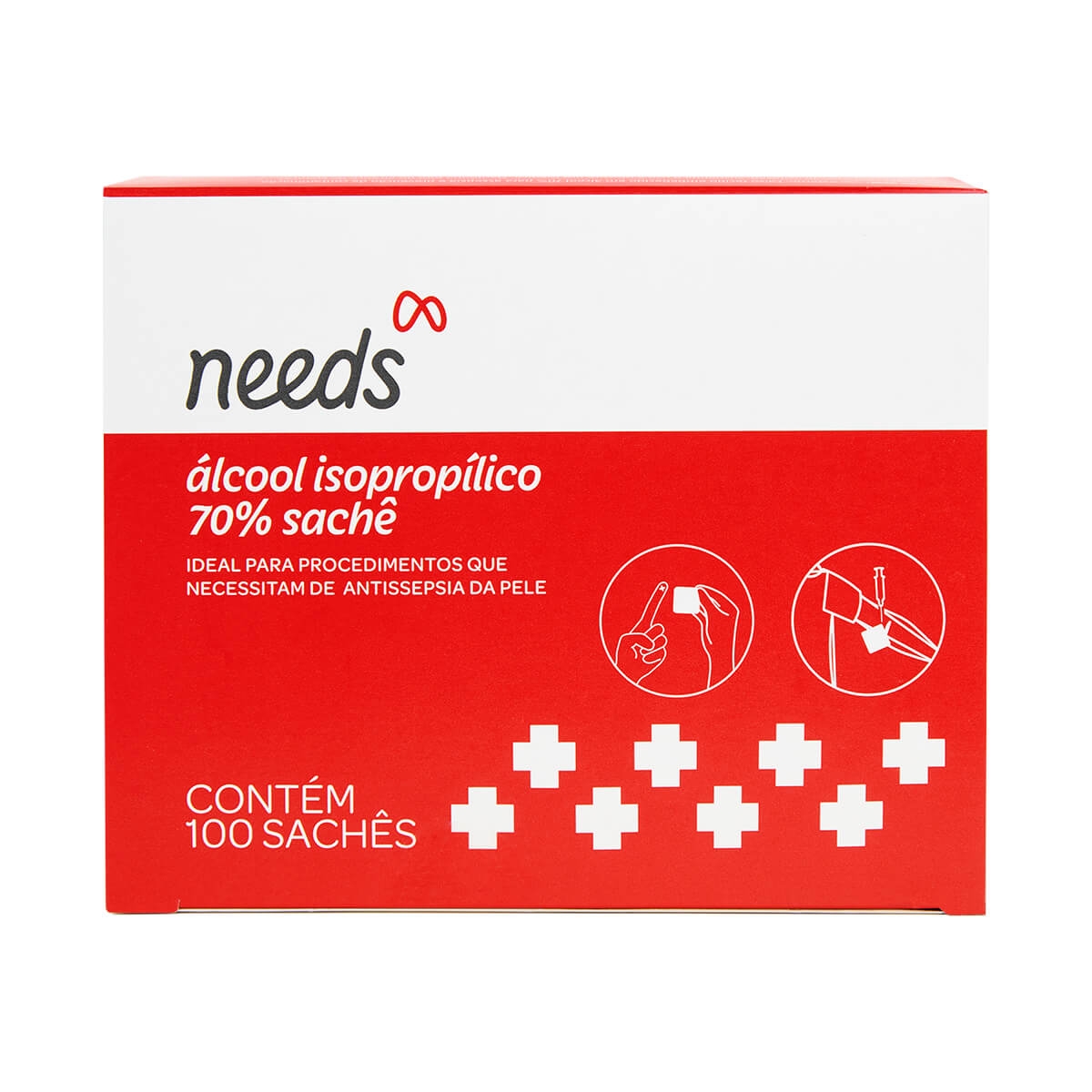 Lenço com Álcool Isopropílico 70% Needs com 100 sachês Menor preço em Lenço com Álcool Isopropílico 70% Needs com 100 sachês