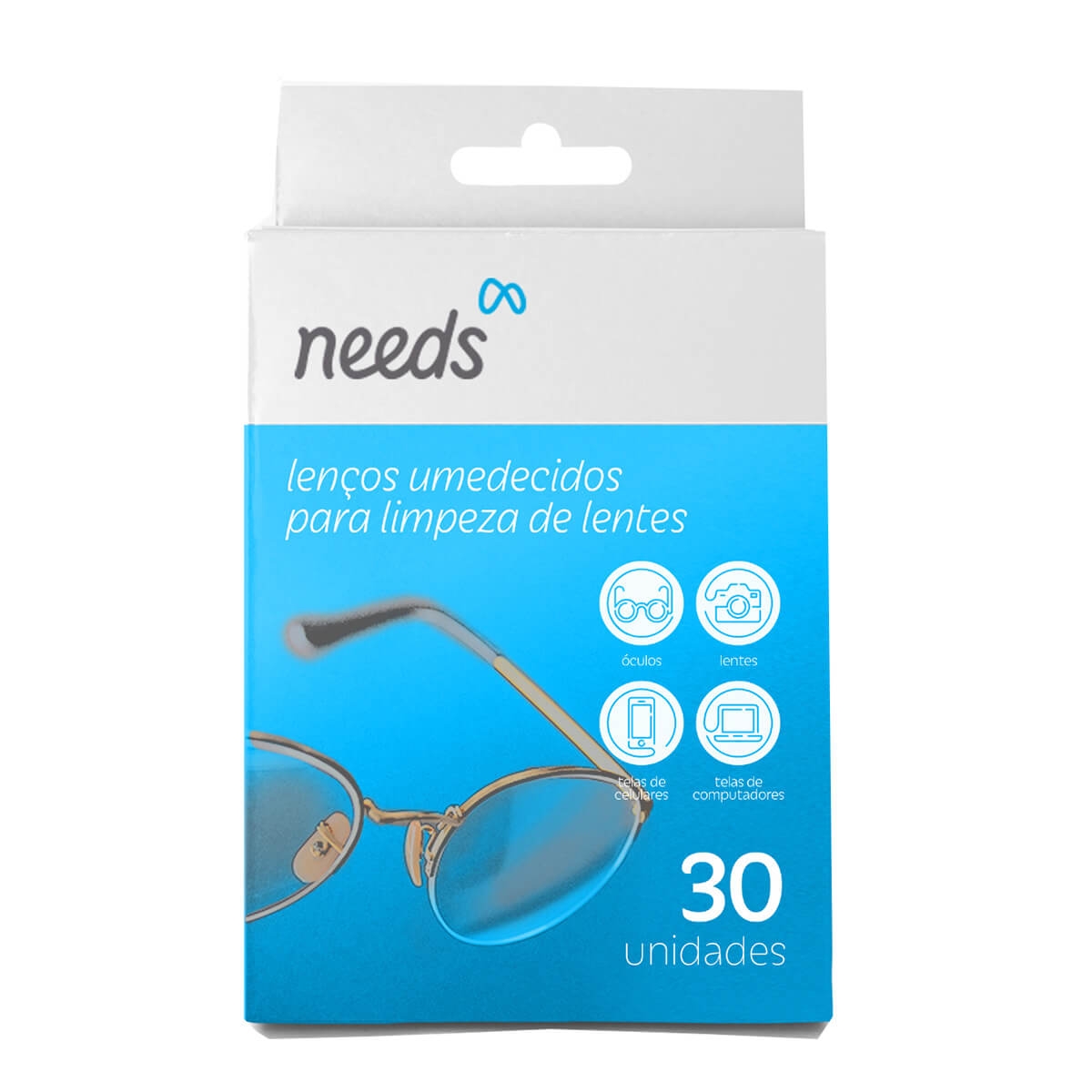 Lenço Umedecido para Limpeza de Lente Needs com 30 unidades Menor preço em Lenço Umedecido para Limpeza de Lente Needs com 30 unidades