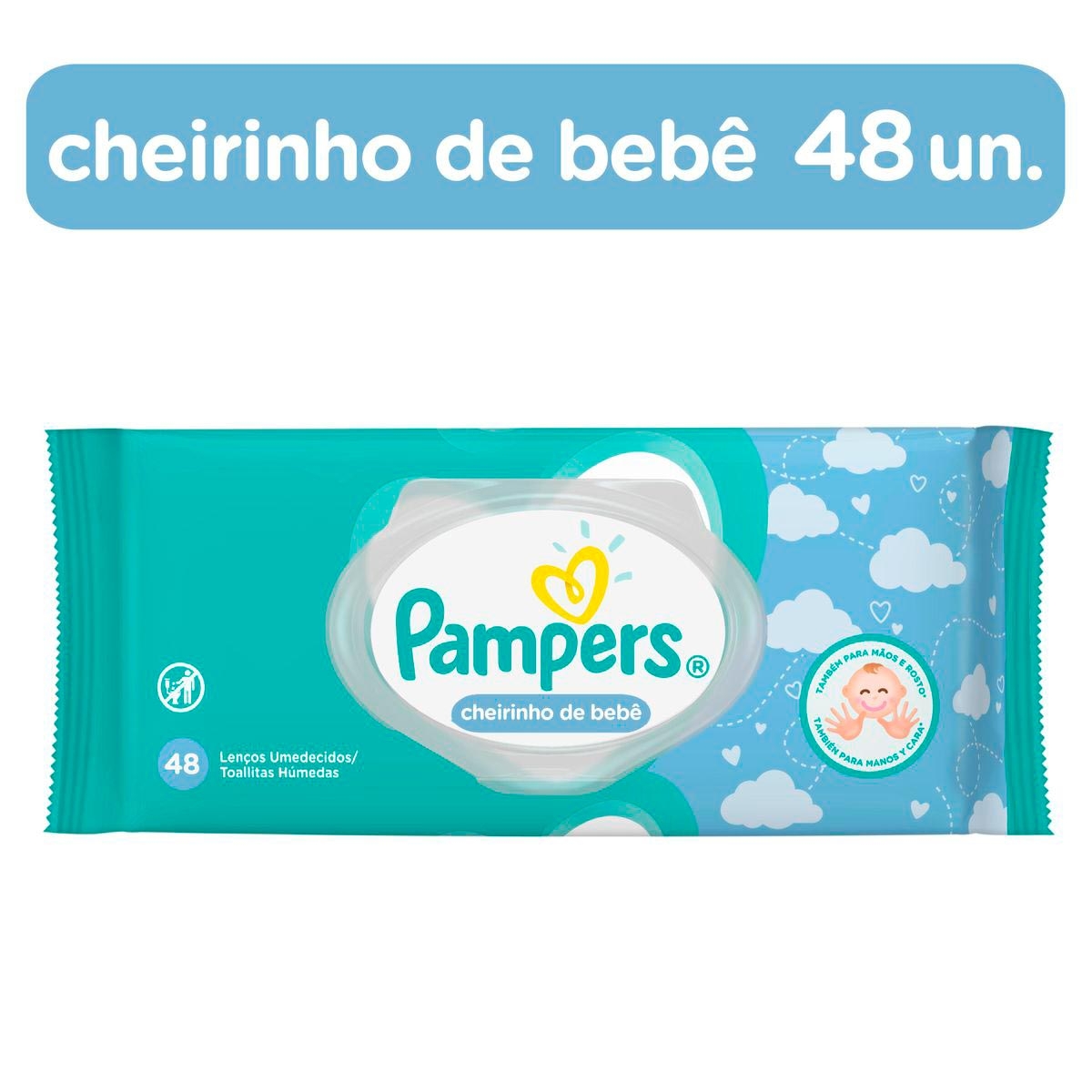 LENÇO UMEDECIDO CHEIRINHO DE BEBÊ PAMPERS PACOTE 48 UNIDADES