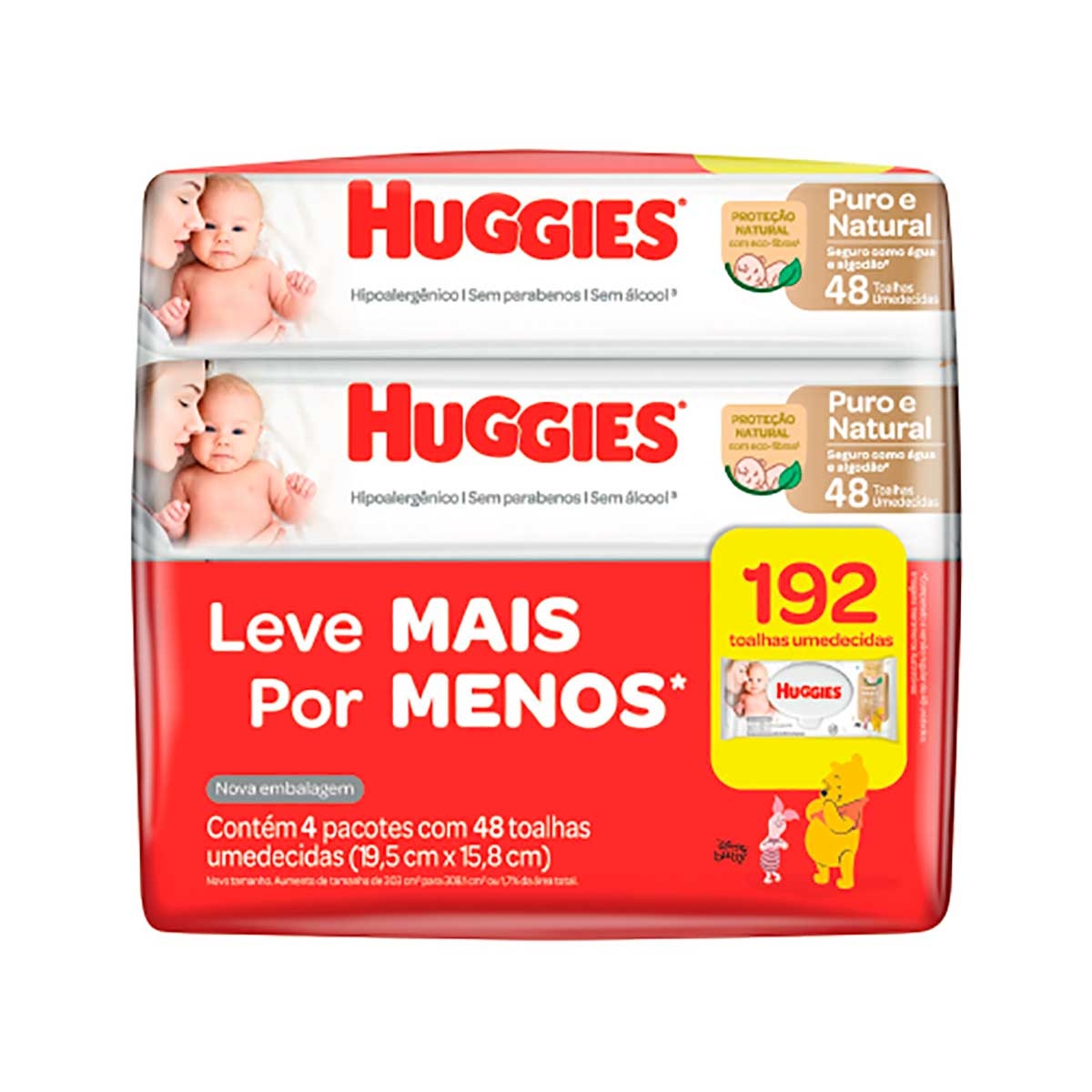Lenço Umedecido Huggies Puro e Natural 192 Unidades