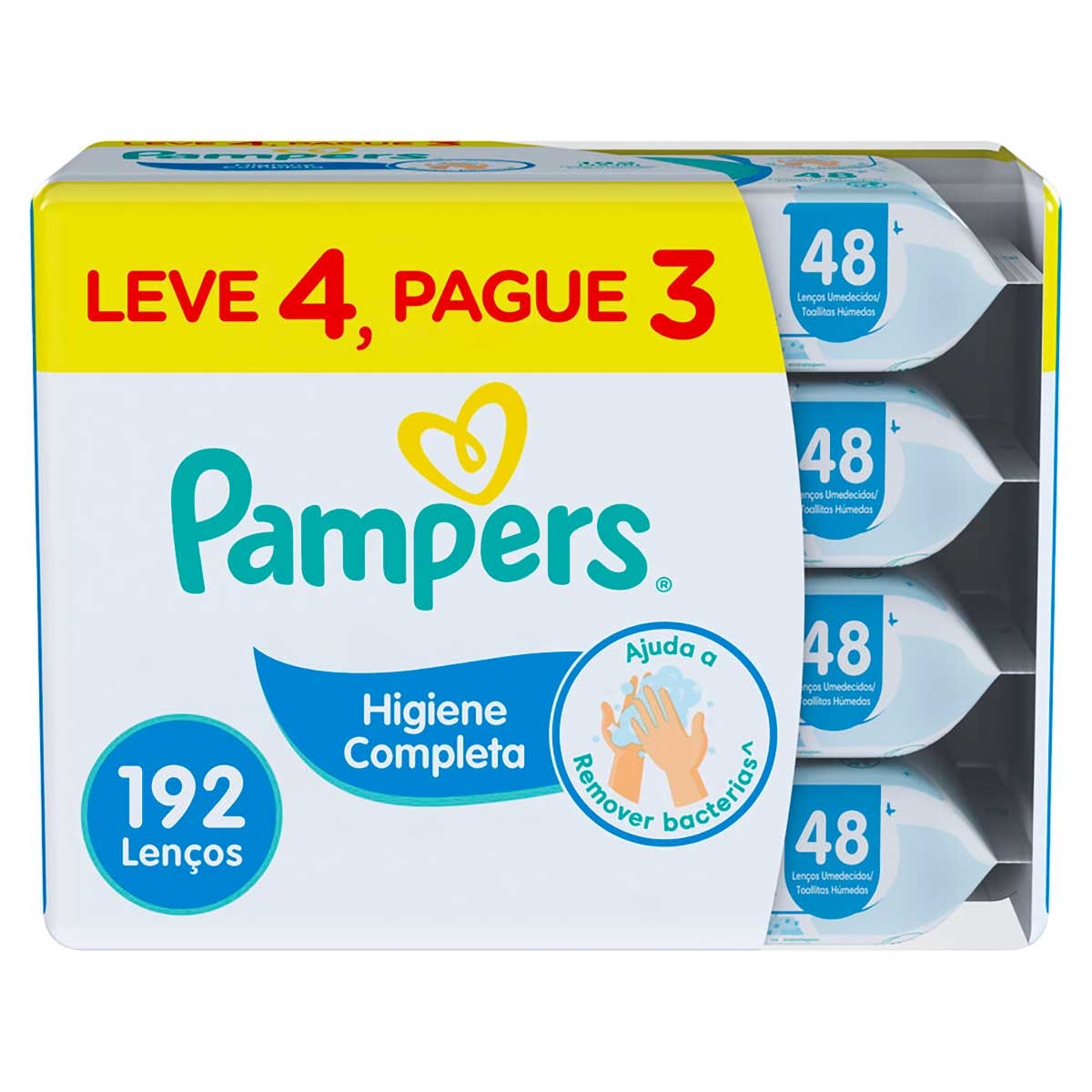 Kit Lenço Umedecido Pampers Higiene Completa com 192 unidades