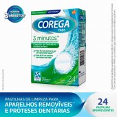 Limpador de Dentadura Corega Tabs Antibacteriano com 24 comprimidos efervescentes