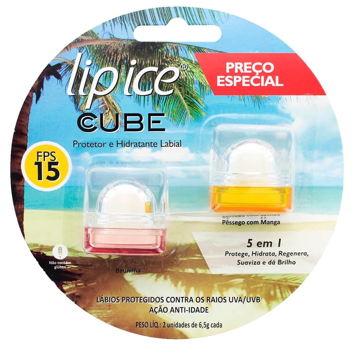 Protetor e Hidratante Labial Lip Ice Cube com 2 unidades de 6,5g cada
