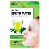 Máscara Facial de Algodão Kiss NY Chá Verde Efeito Matte com 1 unidade