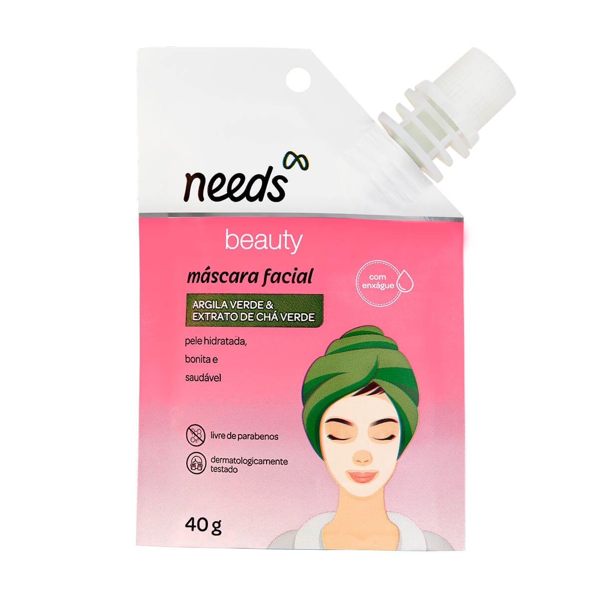 Máscara Facial Needs Beauty Argila Verde & Extrato de Chá Verde 40g