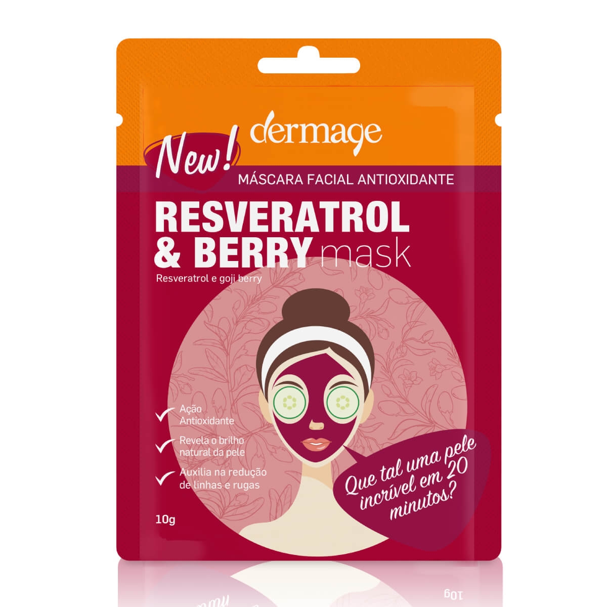 Máscara Facial Antioxidante Dermage Resveratrol e Berry 10g