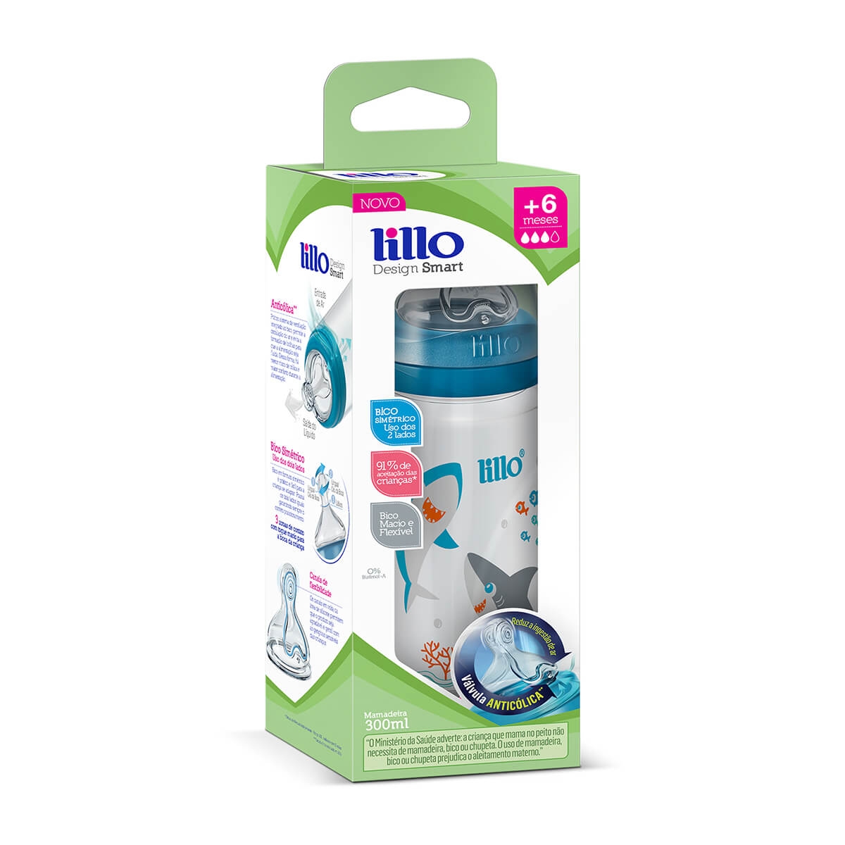 Mamadeira Lillo Design Smart Azul com 1 unidade: em oferta | Droga Raia