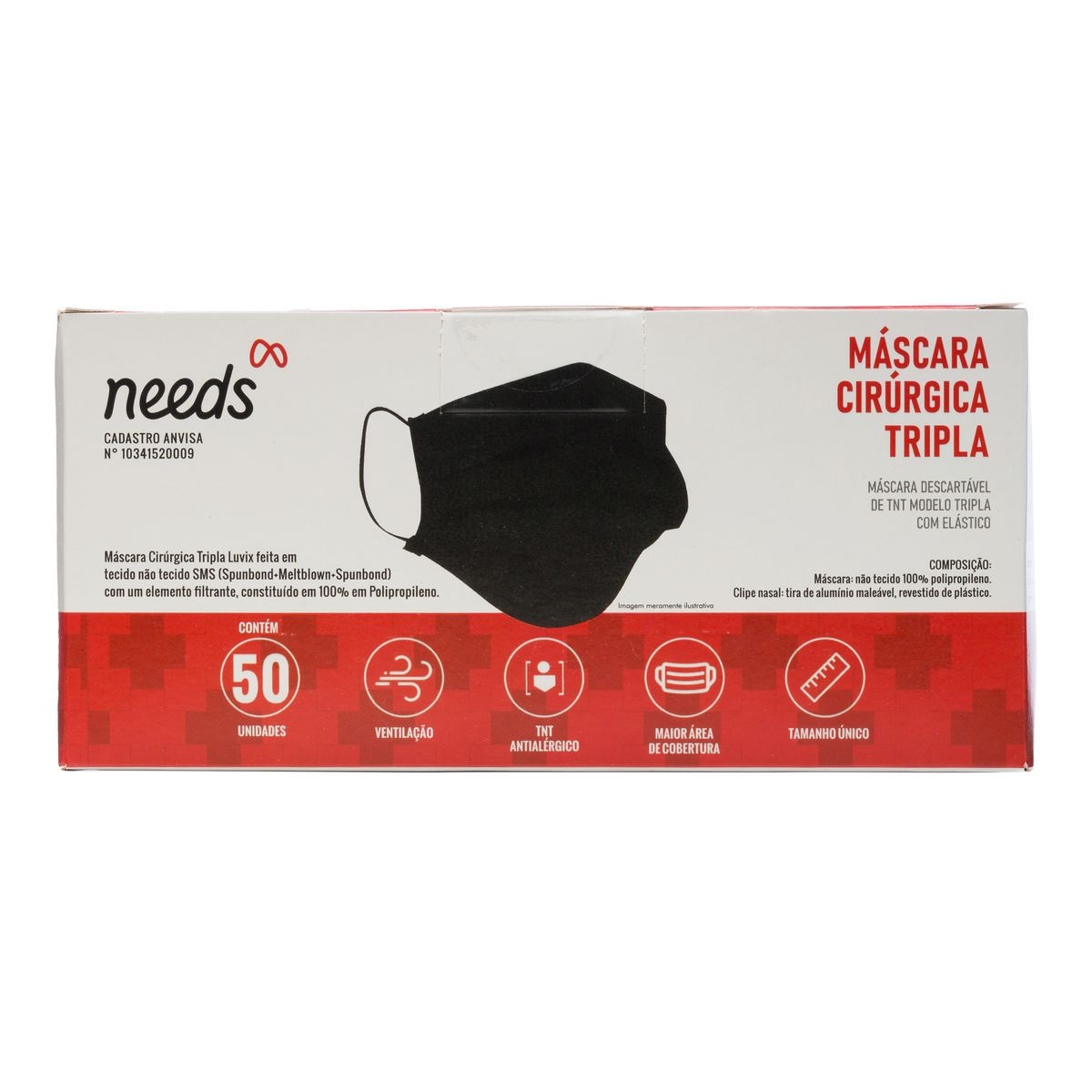 Máscara Descartável Needs cor Preta 50 Unidades Menor preço em Máscara Descartável Needs cor Preta 50 Unidades