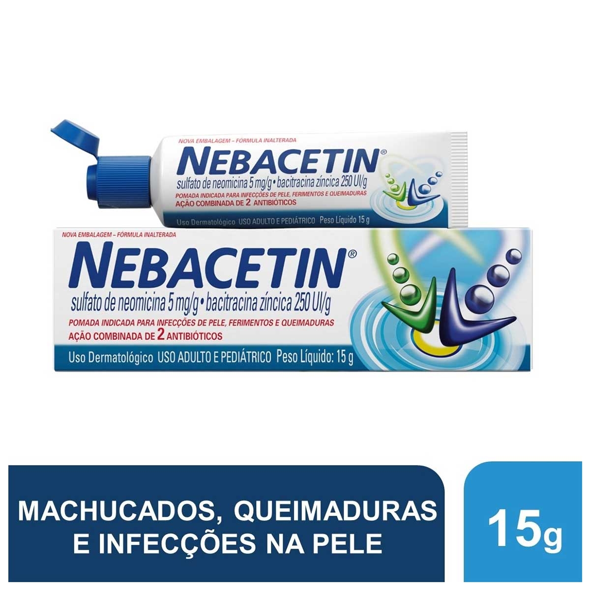 Nebacetin 250UI/g + 5mg/g Pomada com 15g Menor preço em Nebacetin 250UI/g + 5mg/g Pomada com 15g