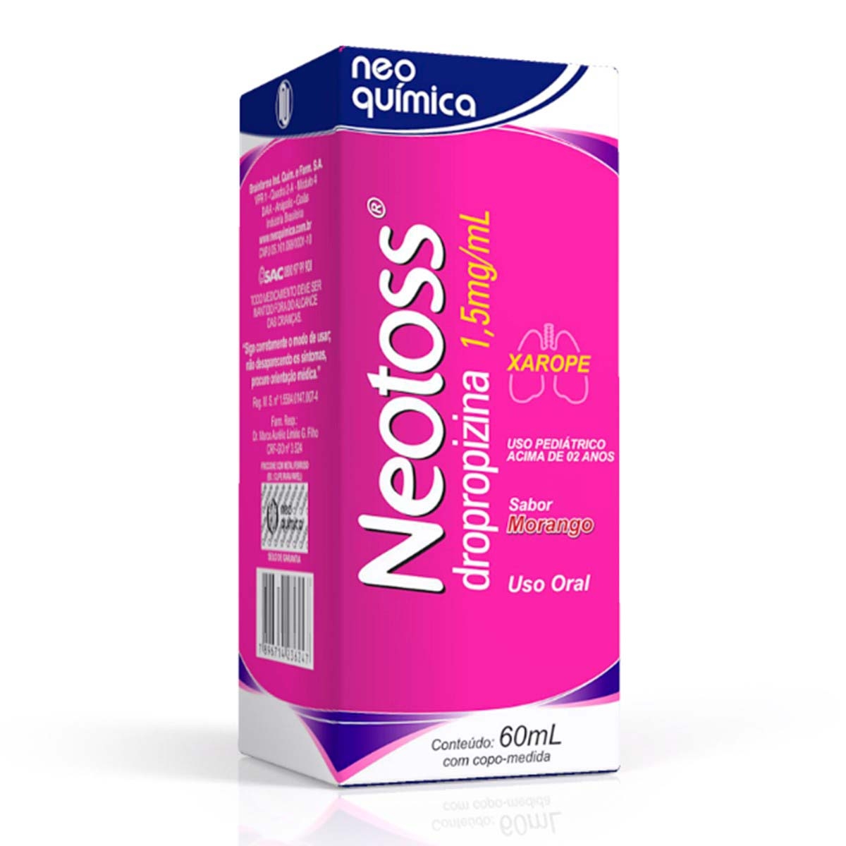 Neotoss Dropropizina 1,5mg/ml Xarope Pediátrico 60ml Menor preço em Neotoss Dropropizina 1,5mg/ml Xarope Pediátrico 60ml