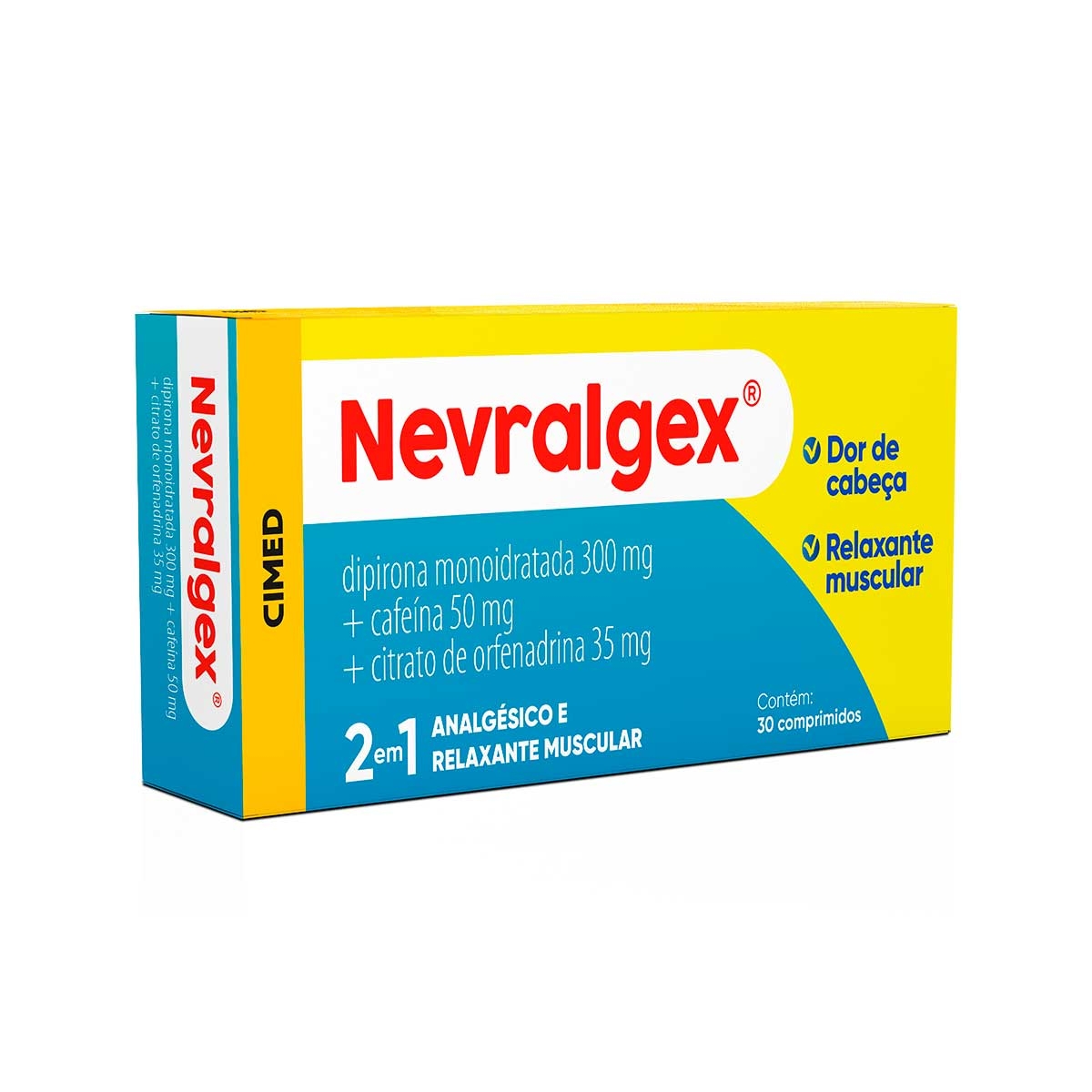Nevralgex Dipirona Monoidratada 300mg + Cafeína 50 mg + Citrato de Orfenadrina 35 mg 30 comprimidos