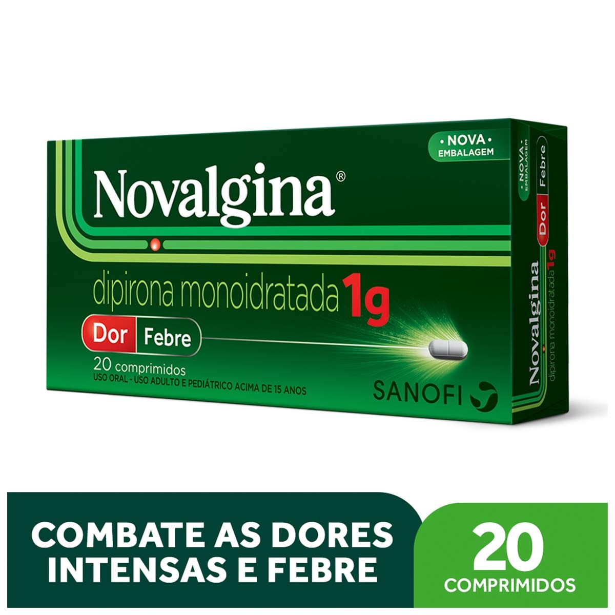 Analgésico e Antitérmico Novalgina 1g 20 comprimidos