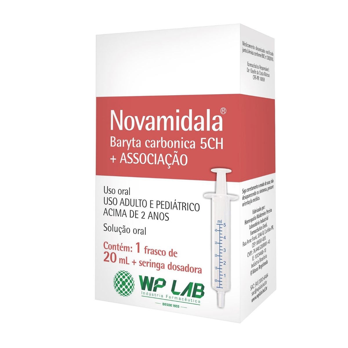 Novamidala Baryta Carbonica 5CH + Associações Solução Oral 20ml