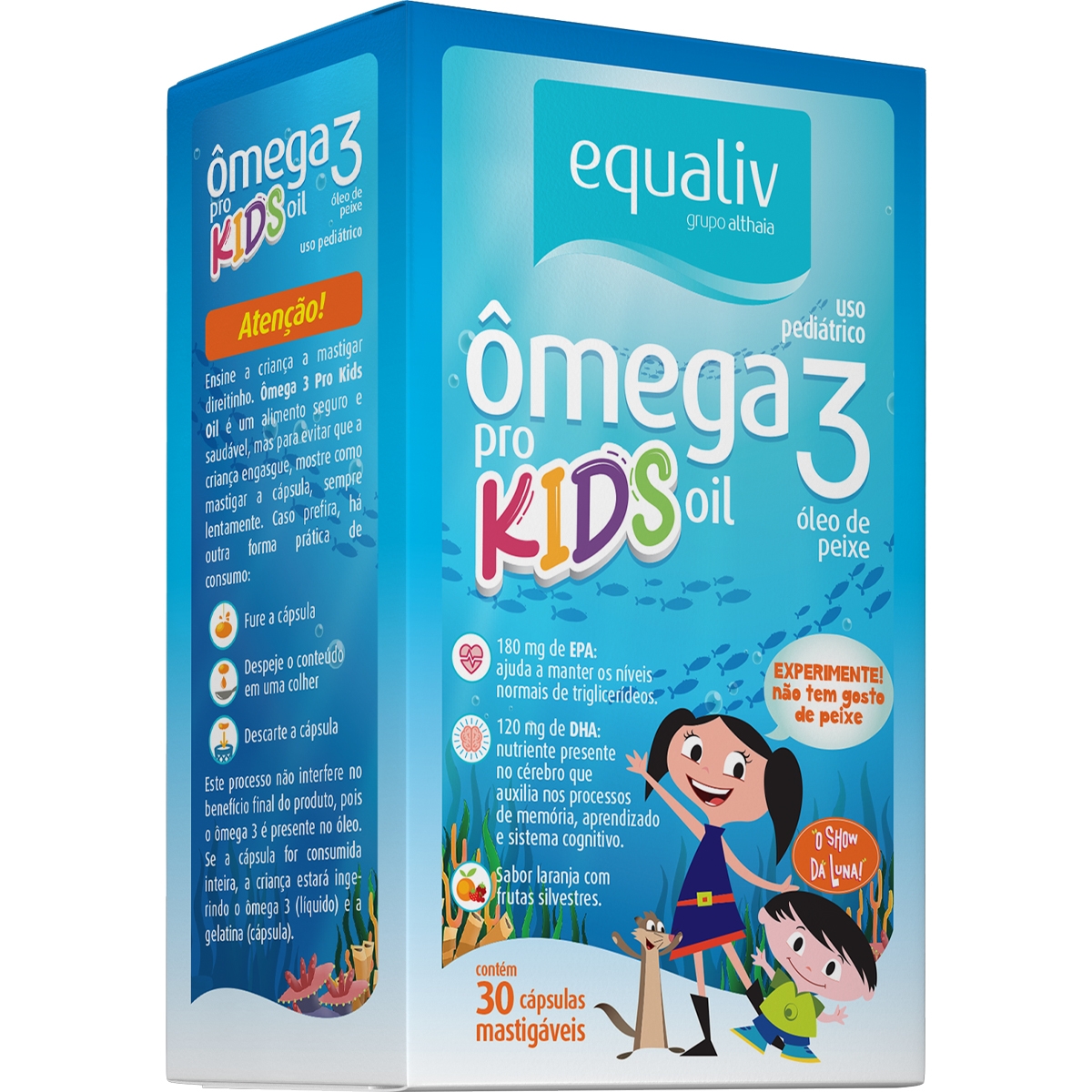 Ômega 3 Equaliv Pro Kids Oil sabor Laranja 30 cápsulas mastigáveis