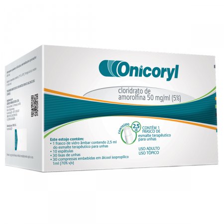Esmalte Terapêutico Onicoryl 50mg/ml com 2,5ml + 10 espátulas + 30 lixas de unha + 30 compressas de álcool