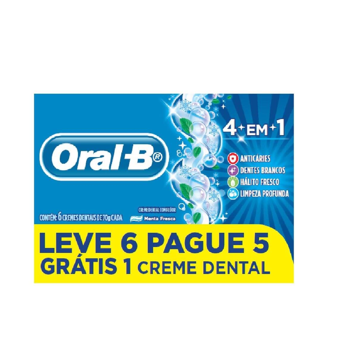 Pasta de Dente Oral-B 4 em 1 6 unidades com 70g cada