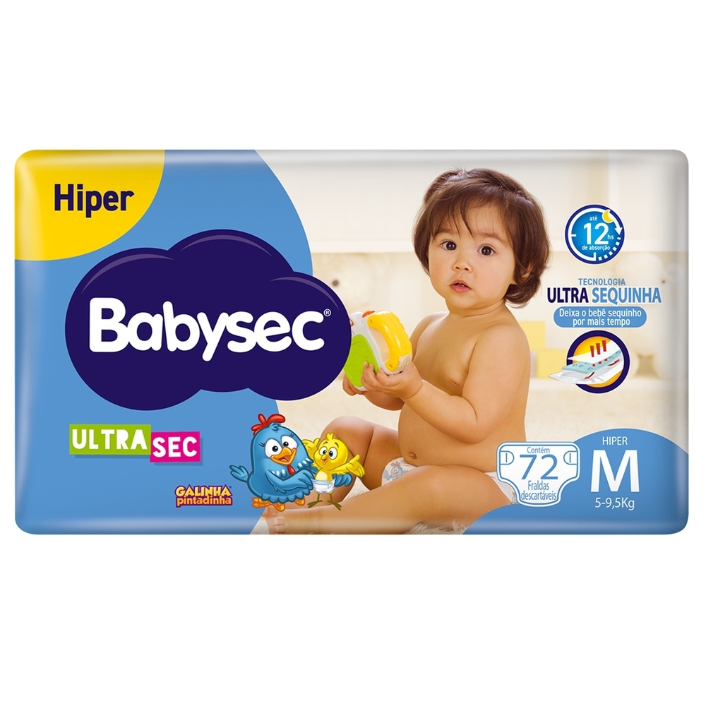 FRALDA BABYSEC ULTRASEC M 72 UNIDADES Menor preço em FRALDA BABYSEC ULTRASEC M 72 UNIDADES