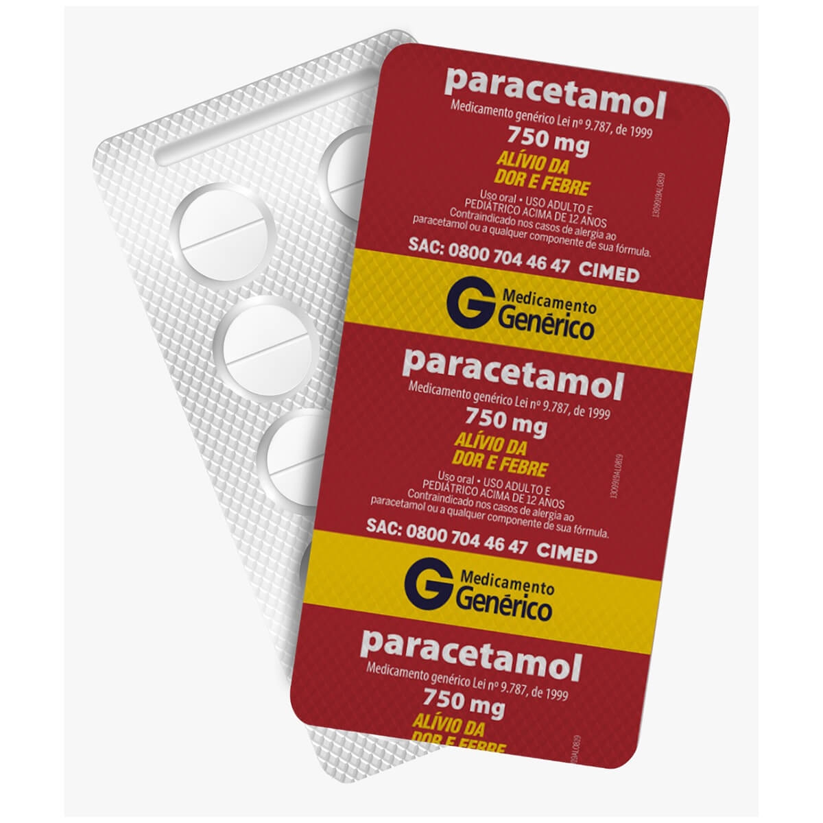 Paracetamol 750mg 10 comprimidos Cimed Genérico