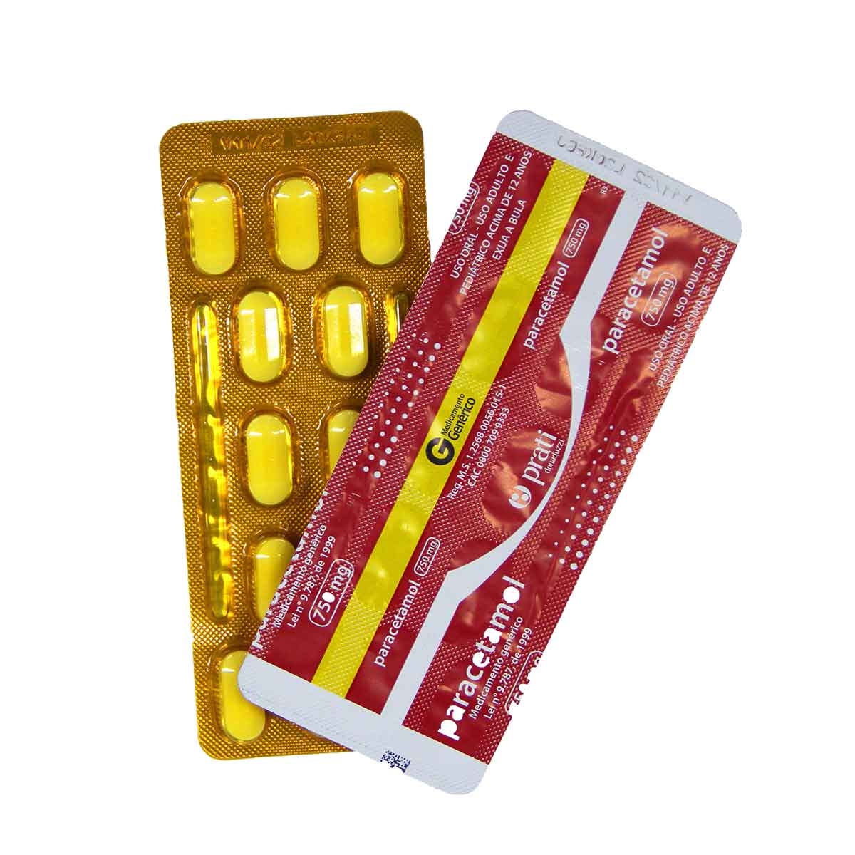 Paracetamol 750mg 12 comprimidos Prati Donaduzzi Genérico