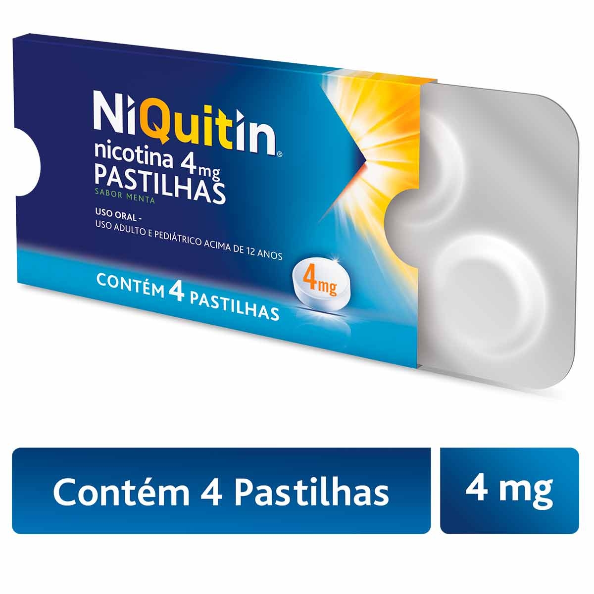 NiQuitin 4mg Patilha para Parar de Fumar 4 unidades