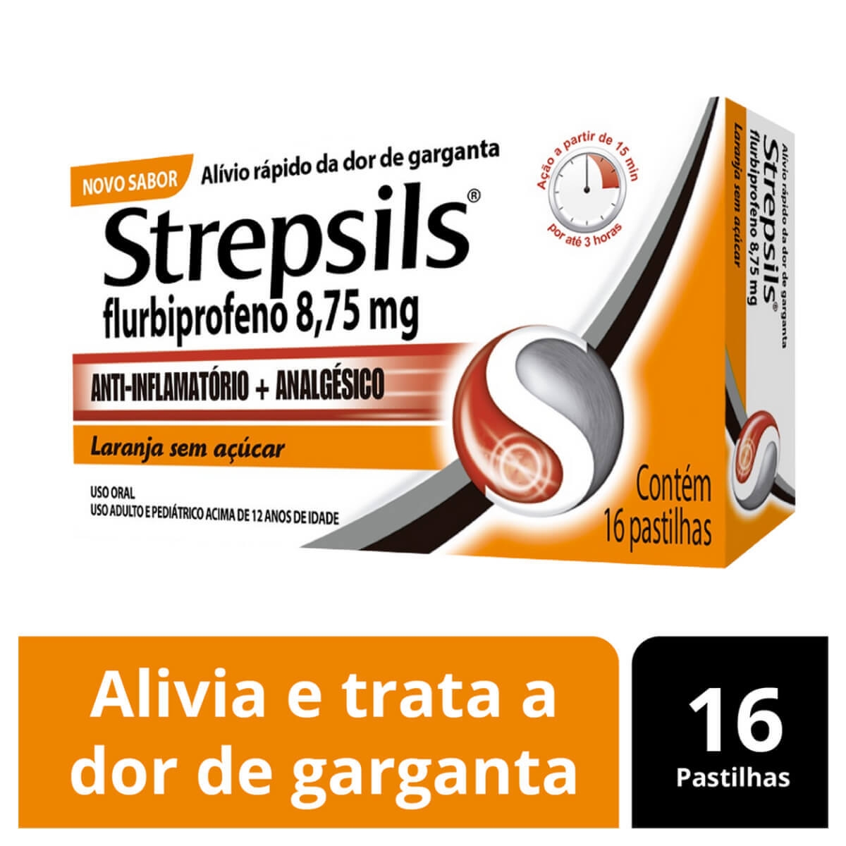 Pastilha para Garganta Strepsils Laranja com 16 unidades Menor preço em Pastilha para Garganta Strepsils Laranja com 16 unidades