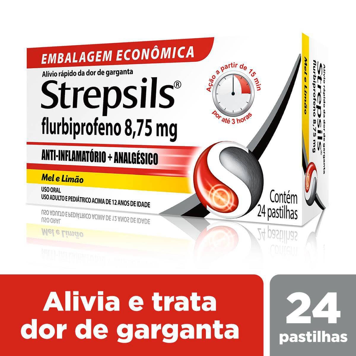Pastilhas para Garganta Strepsils Mel e Limão com 24 Unidades | Droga Raia