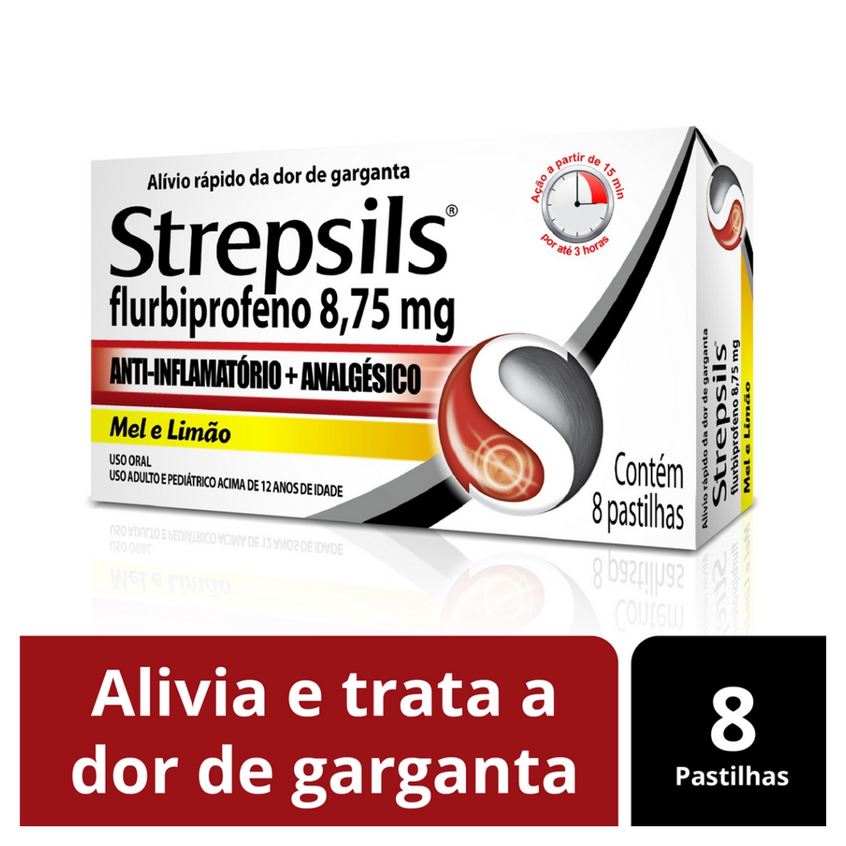 Pastilhas para Garganta Strepsils 8,75mg Sabor Mel e Limão com 8 unidades Menor preço em Pastilhas para Garganta Strepsils 8,75mg Sabor Mel e Limão com 8 unidades