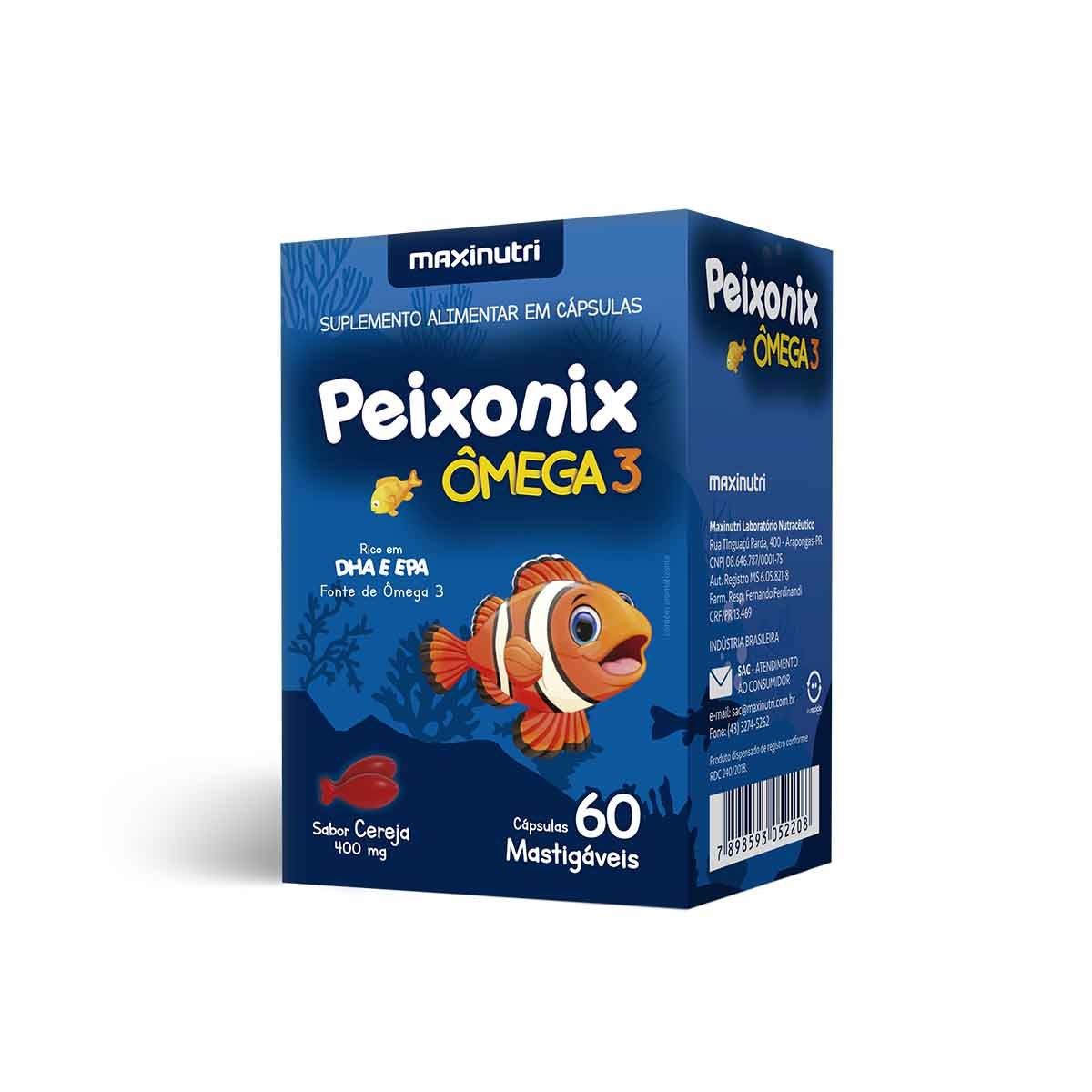 Suplemento Alimentar Ômega 3 Peixonix Maxinutri Sabor Cereja - 60 Cápsulas Mastigáveis Menor preço em Suplemento Alimentar Ômega 3 Peixonix Maxinutri Sabor Cereja - 60 Cápsulas Mastigáveis