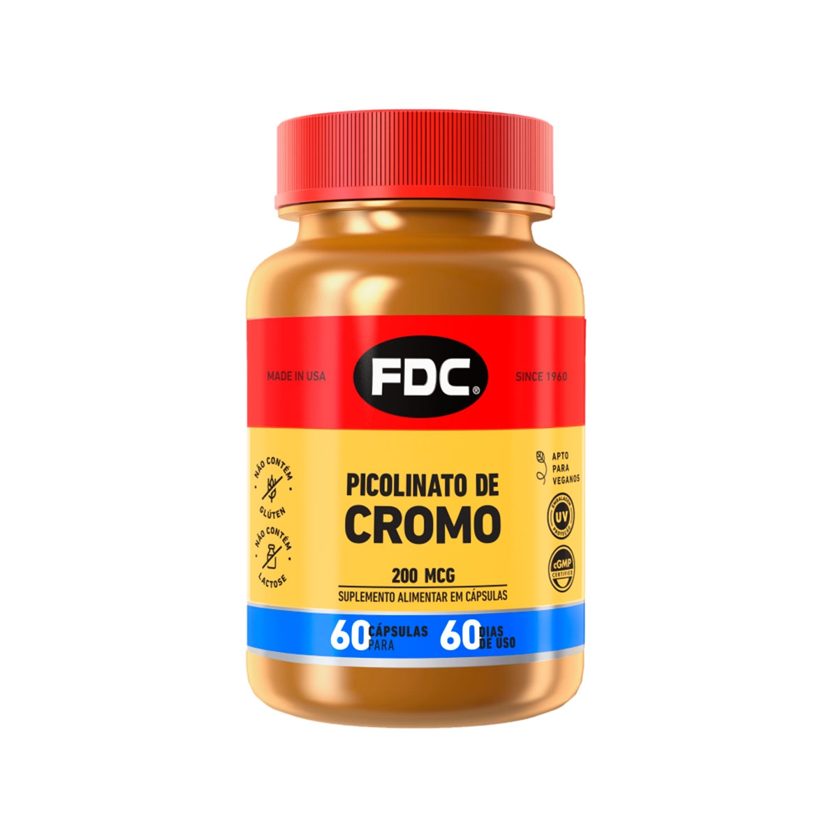 Suplemento Alimentar Picolinato de Cromo FDC 200mcg com 60 cápsulas
