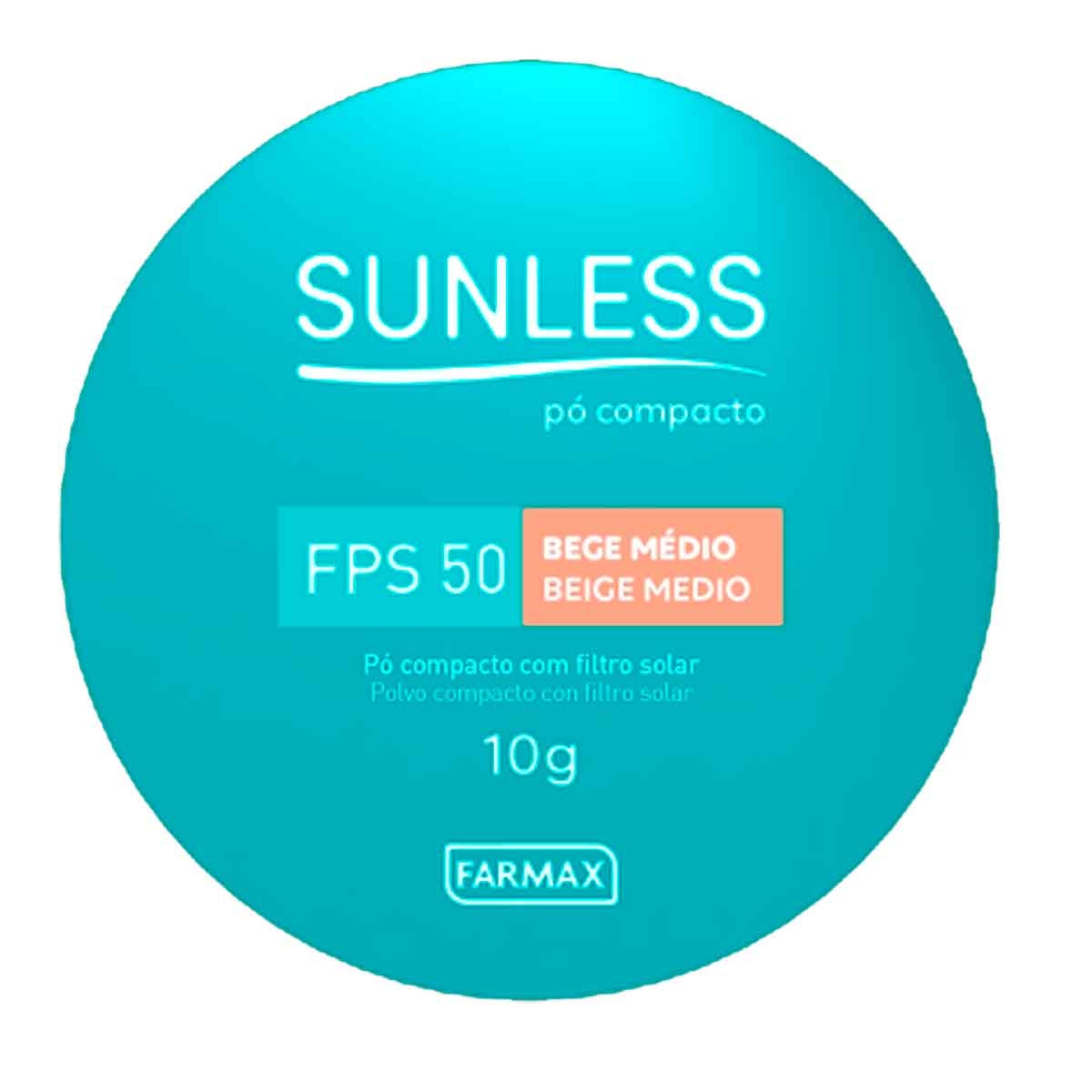 Pó Compacto Sunless Bege Médio FPS50 com 10g 10g