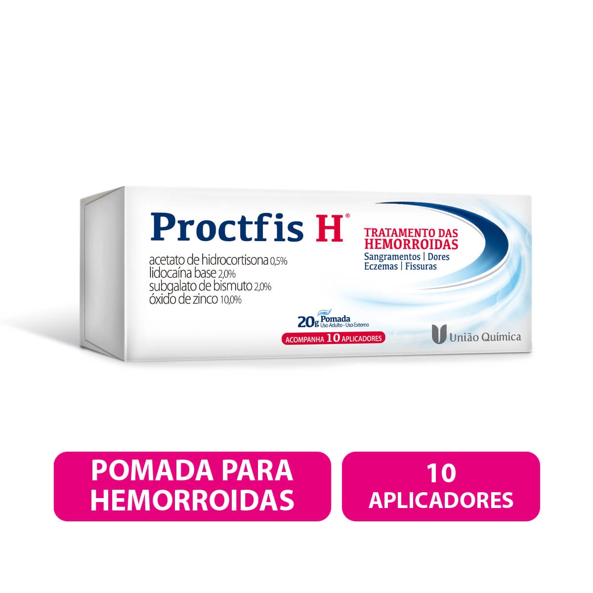Proctfis H 0,5% + 2,0% + 2,0% + 10,0% Pomada 20g e 10 aplicadores